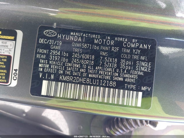 KM8R2DHE8LU112188 Hyundai gdi lambda ii