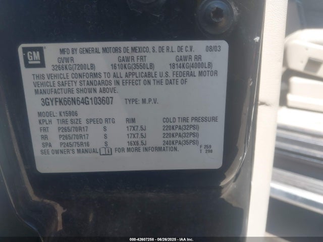 2004 CADILLAC ESCALADE ESV 3GYFK66N64G103607 Photo 8
