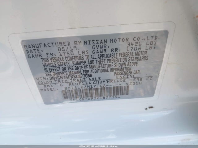 3N1CN7APXKL877056 Nissan 2019