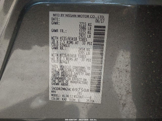 5N1DR2MN2HC697508 Nissan 2017