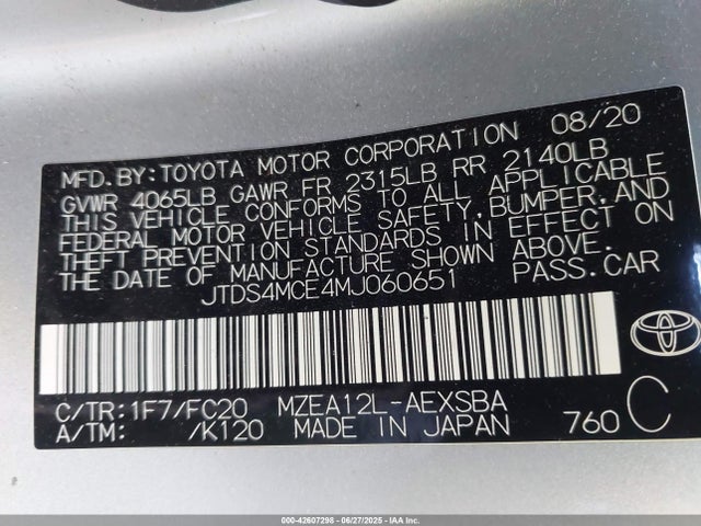 JTDS4MCE4MJ060651 Toyota m20-fks
