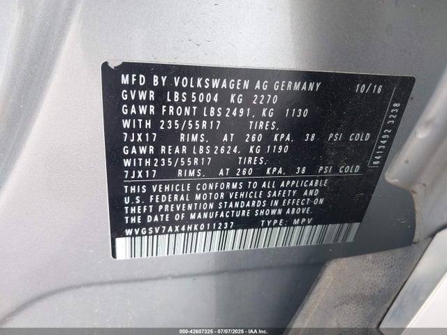 Volkswagen 2.0 tsi 2017 WVGSV7AX4HK011237 Image 9