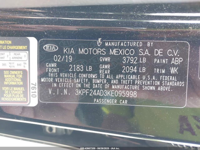KIA mpi nu 2019 3KPF24AD3KE095998 Image 9