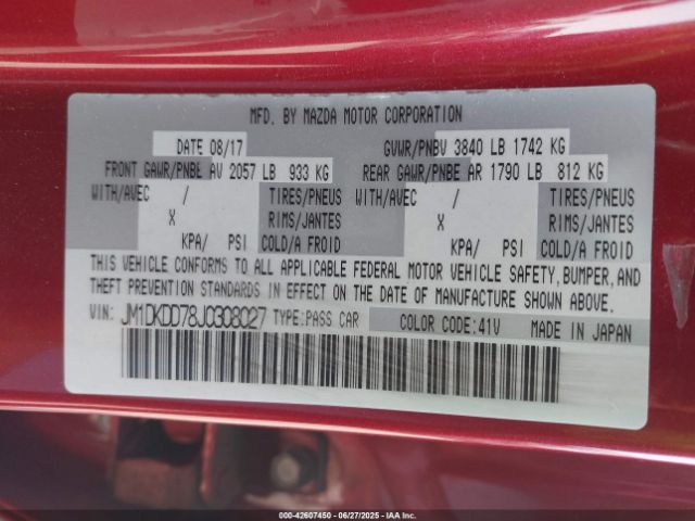 JM1DKDD78J0308027 Mazda pe