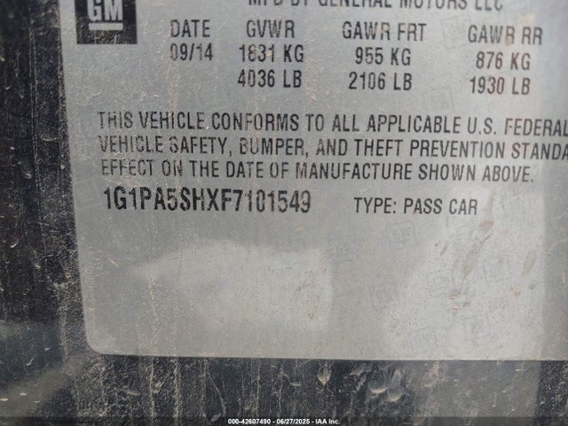 1G1PA5SHXF7101549 Chevrolet luw