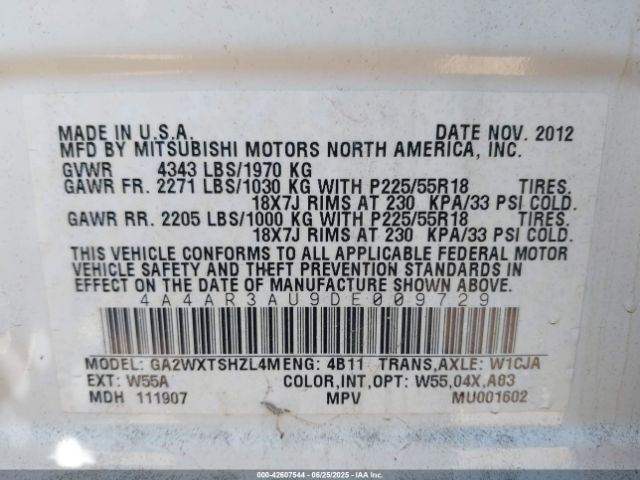 2013 MITSUBISHI OUTLANDER SPORT 4A4AR3AU9DE009729 Photo 8
