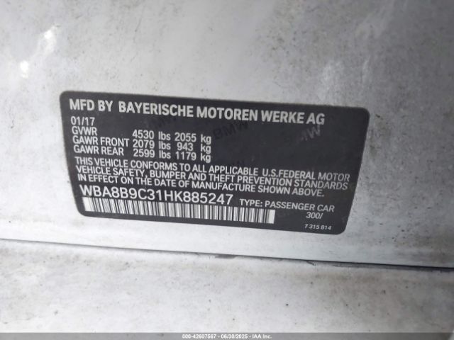 2017 BMW 330I WBA8B9C31HK885247 Photo 8