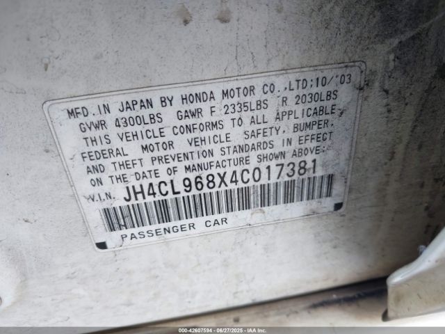 2004 ACURA TSX JH4CL968X4C017381 Photo 8