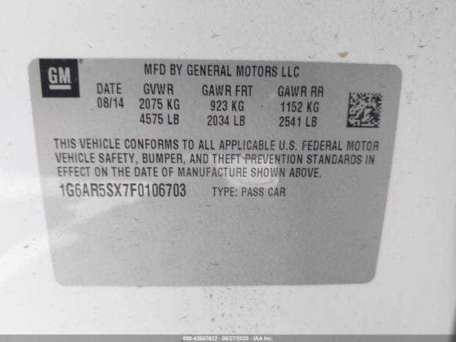 2015 CADILLAC CTS 1G6AR5SX7F0106703 Photo 8