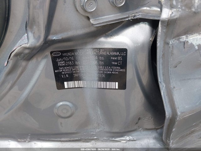 5NPD84LF4HH091936 Hyundai 2017