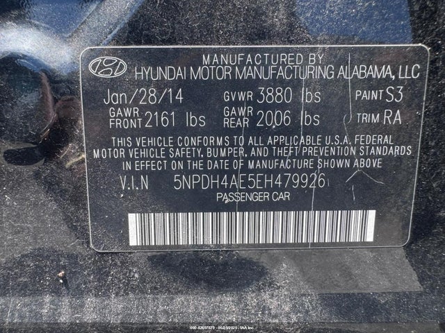Hyundai dohc mpi nu 2014 5NPDH4AE5EH479926 Image 8