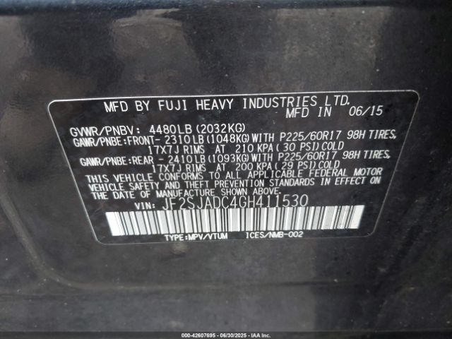 2016 SUBARU FORESTER JF2SJADC4GH411530 Photo 8