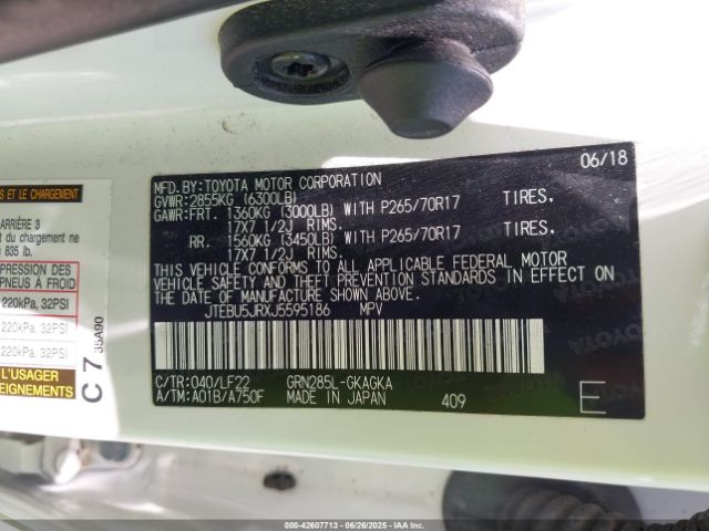 2018 TOYOTA 4RUNNER JTEBU5JRXJ5595186 Photo 8