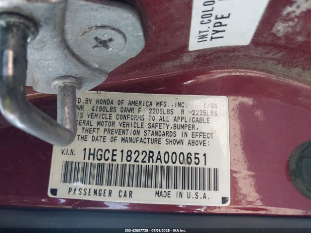 1994 HONDA ACCORD 1HGCE1822RA000651 Photo 8