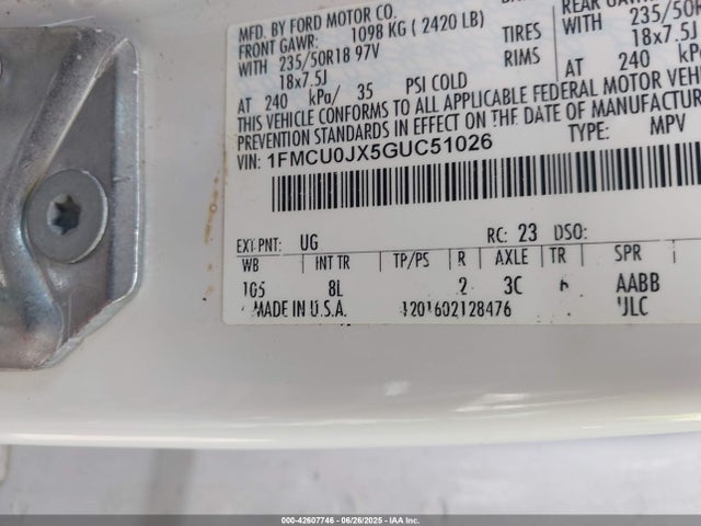 1FMCU0JX5GUC51026 Ford 2016
