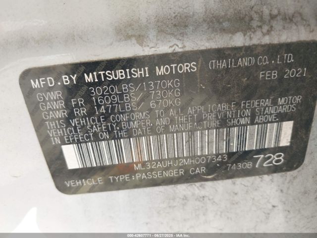 2021 MITSUBISHI MIRAGE ML32AUHJ2MH007343 Photo 8