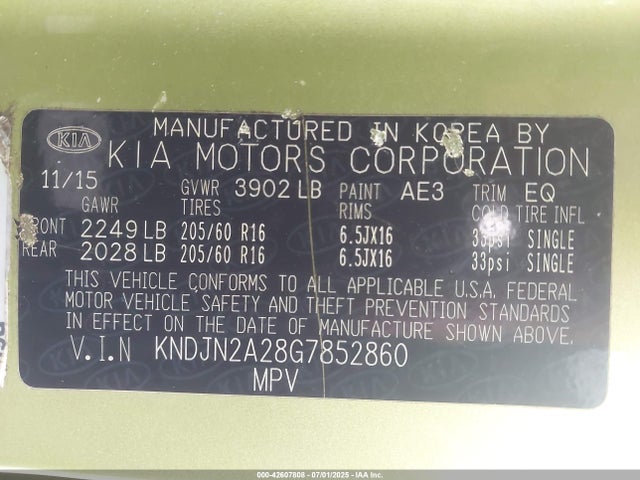 KNDJN2A28G7852860 KIA gdi gamma
