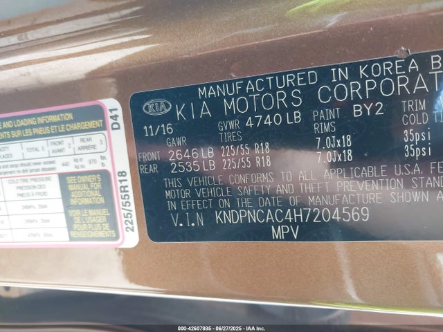 KIA gdi theta ii 2017 KNDPNCAC4H7204569 Image 9