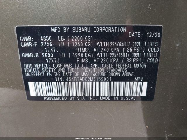 2021 SUBARU OUTBACK 4S4BTADC2M3159001 Photo 8