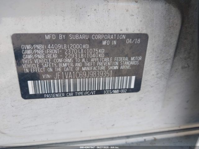 2018 SUBARU WRX JF1VA1C69J9839351 Photo 8