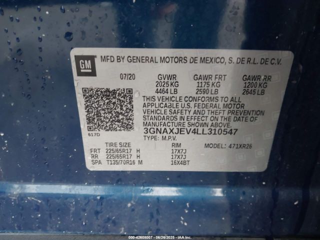 2020 CHEVROLET EQUINOX 3GNAXJEV4LL310547 Photo 8
