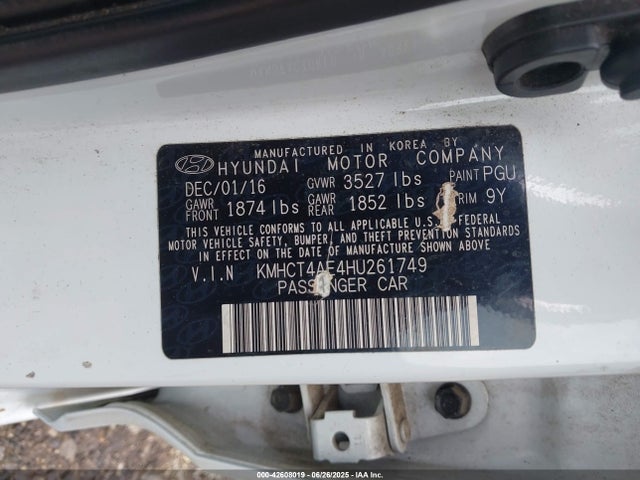 KMHCT4AE4HU261749 Hyundai 2017