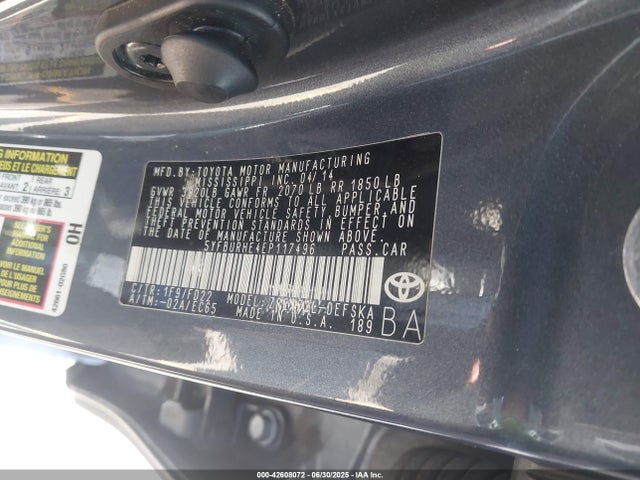 5YFBURHE4EP117496 Toyota 2zr-fe