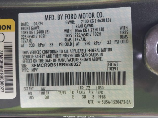 2024 FORD BRONCO SPORT 3FMCR9B61RRE86027 Photo 8
