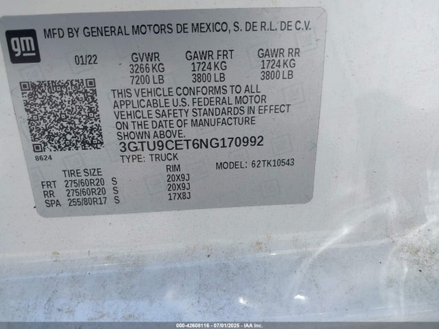 3GTU9CET6NG170992 GMC lm2