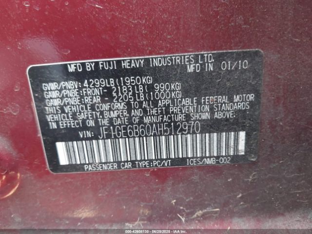 2010 SUBARU IMPREZA JF1GE6B60AH512970 Photo 8