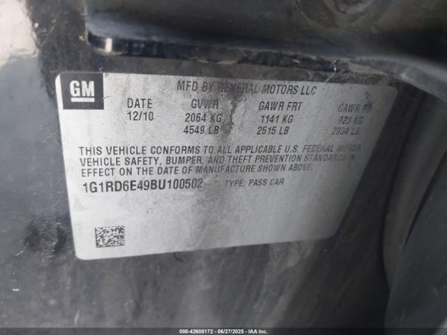 2011 CHEVROLET VOLT 1G1RD6E49BU100502 Photo 8