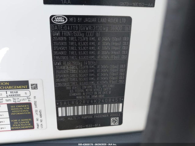 SALRG2RV4K2408451 Land Rover aj126