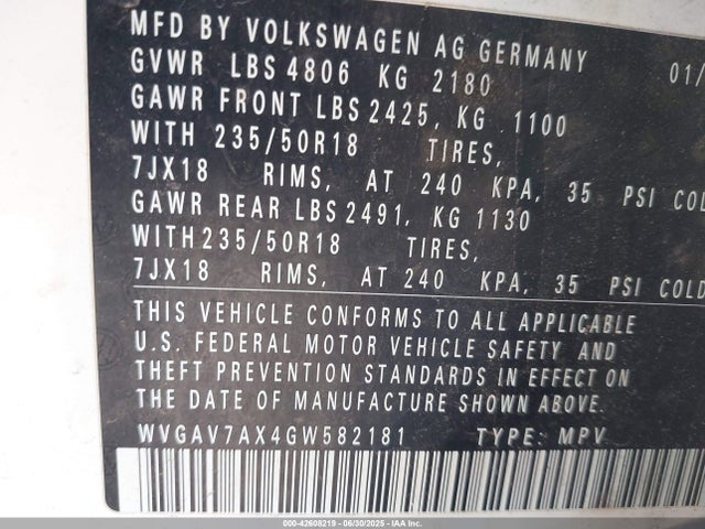2016 VOLKSWAGEN TIGUAN WVGAV7AX4GW582181 Photo 8