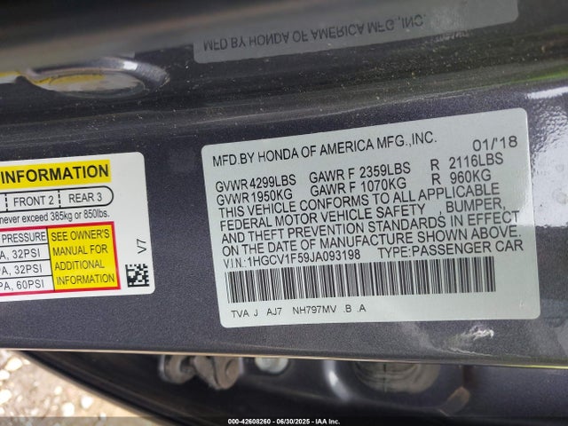 1HGCV1F59JA093198 Honda l15be