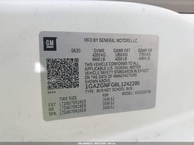 1GAZGNFG6L1242285 Chevrolet l96 - engine flexible fuel, iron