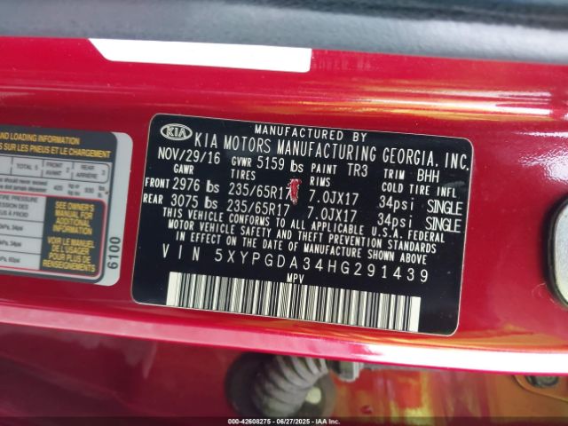 2017 KIA SORENTO 5XYPGDA34HG291439 Photo 8