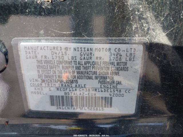 3N1CN7AP9FL925815 Nissan 2015
