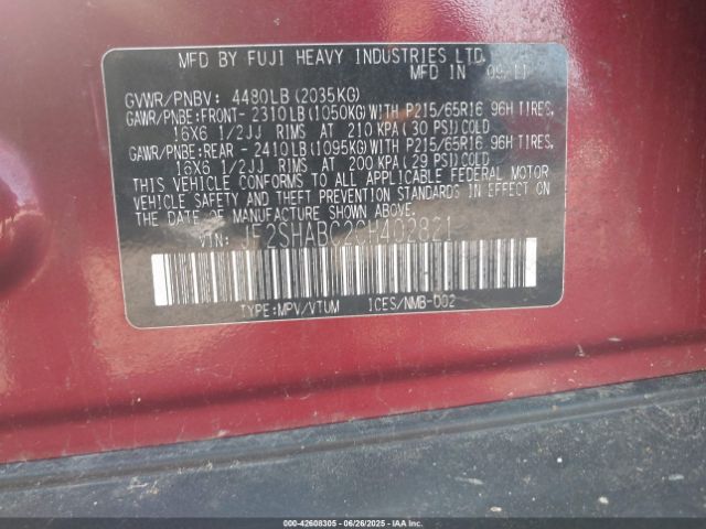 2012 SUBARU FORESTER JF2SHABC2CH402821 Photo 8