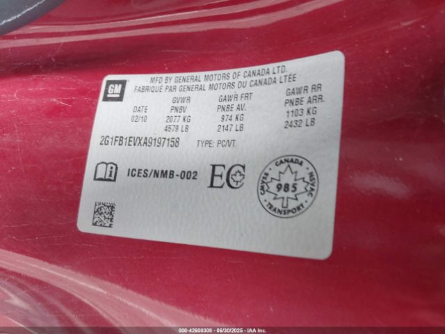 2010 CHEVROLET CAMARO 2G1FB1EVXA9197158 Photo 8