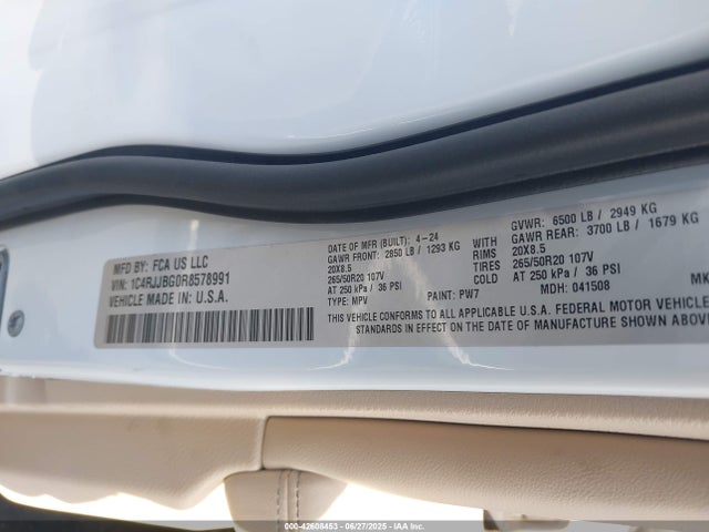 1C4RJJBG0R8578991 Jeep GRAND CHEROKEE L
