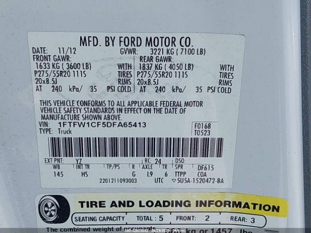 2013 FORD F-150 1FTFW1CF5DFA65413 Photo 8