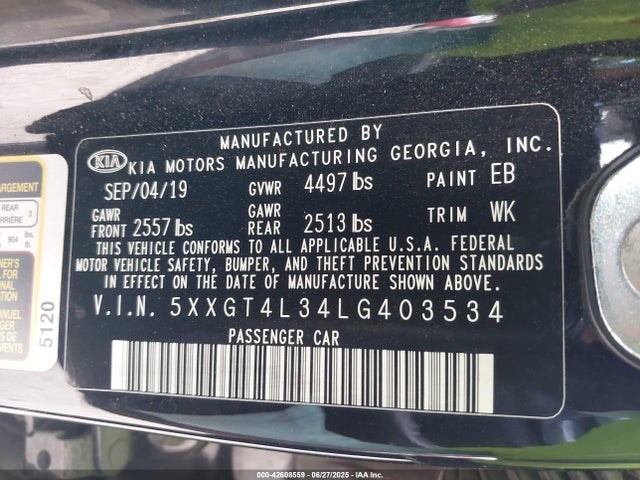 5XXGT4L34LG403534 KIA gdi