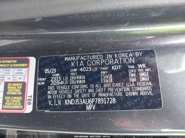 KNDJ53AU6P7891728 KIA mpi nu