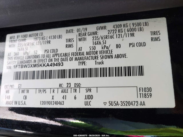 1FTBW3XM5KKA49493 Ford 2019
