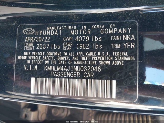 KMHLM4AJ1NU032046 Hyundai gdi kappa