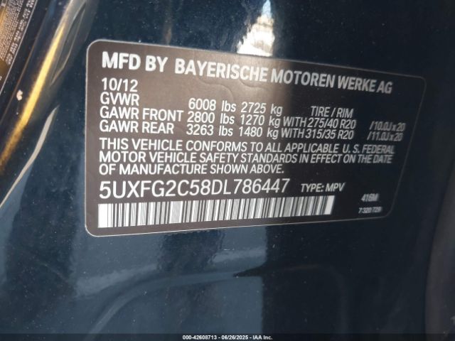 2013 BMW X6 5UXFG2C58DL786447 Photo 8