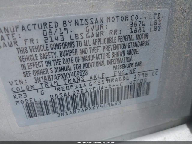 3N1AB7APXKY409623 Nissan Sentra