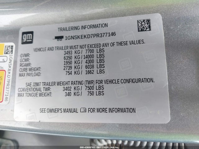 1GNSKEKD7PR377146 Chevrolet l84