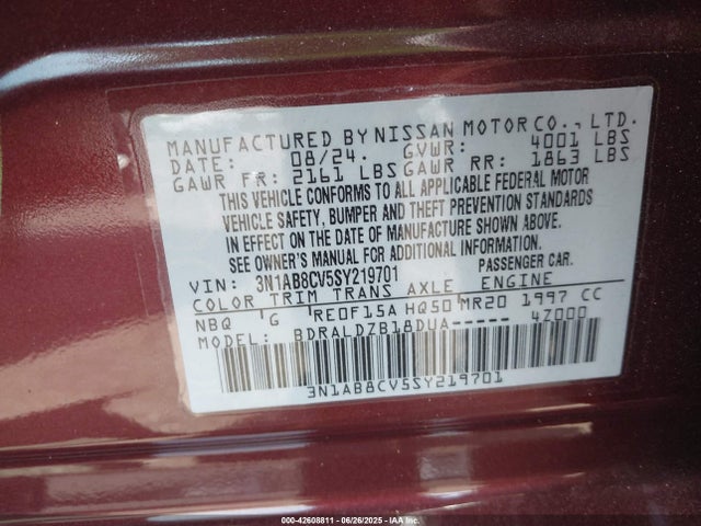 3N1AB8CV5SY219701 Nissan 2025
