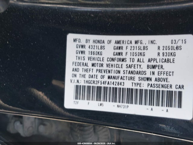 1HGCR2F54FA142843 Honda k24w1